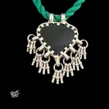 Silver Dark Green Color Heart Glass Pendant-MH6114