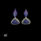 Handcrafted Meenakari Silver Earrings with Blue Lapis Lazuli Stone Drop-MH6125