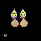 Handcrafted Meenakari Silver Earrings with Yellow Aventurine-MH6133