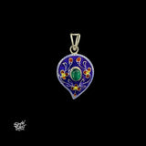 Handcrafted Meenakari Silver Pendant with Green Stone-MH6140