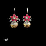 Gold Polish Silver Kalash with Red Kundan Earrings-MH6143
