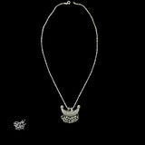 Silver Chaand & Ghungroos Pendant with Chain - MH6154