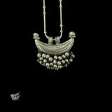 Silver Chaand & Ghungroos Pendant with Chain - MH6154