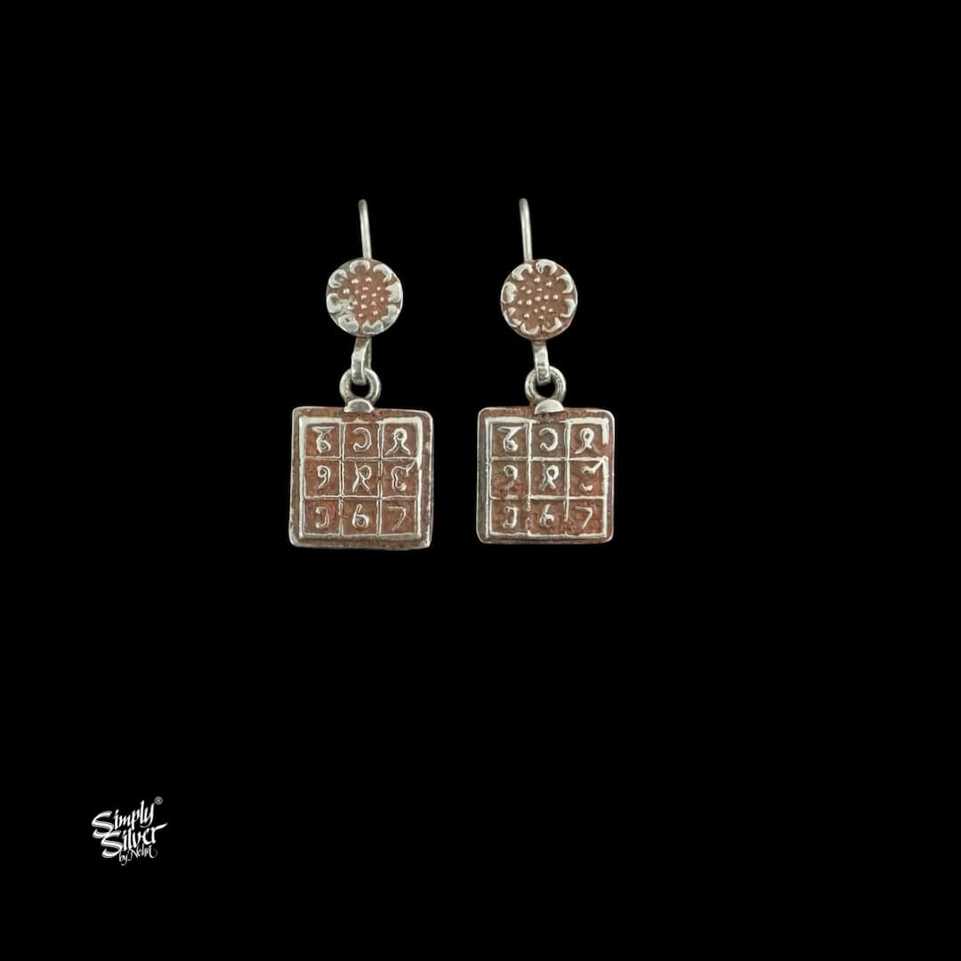 Silver Flower with Square Dangler-1