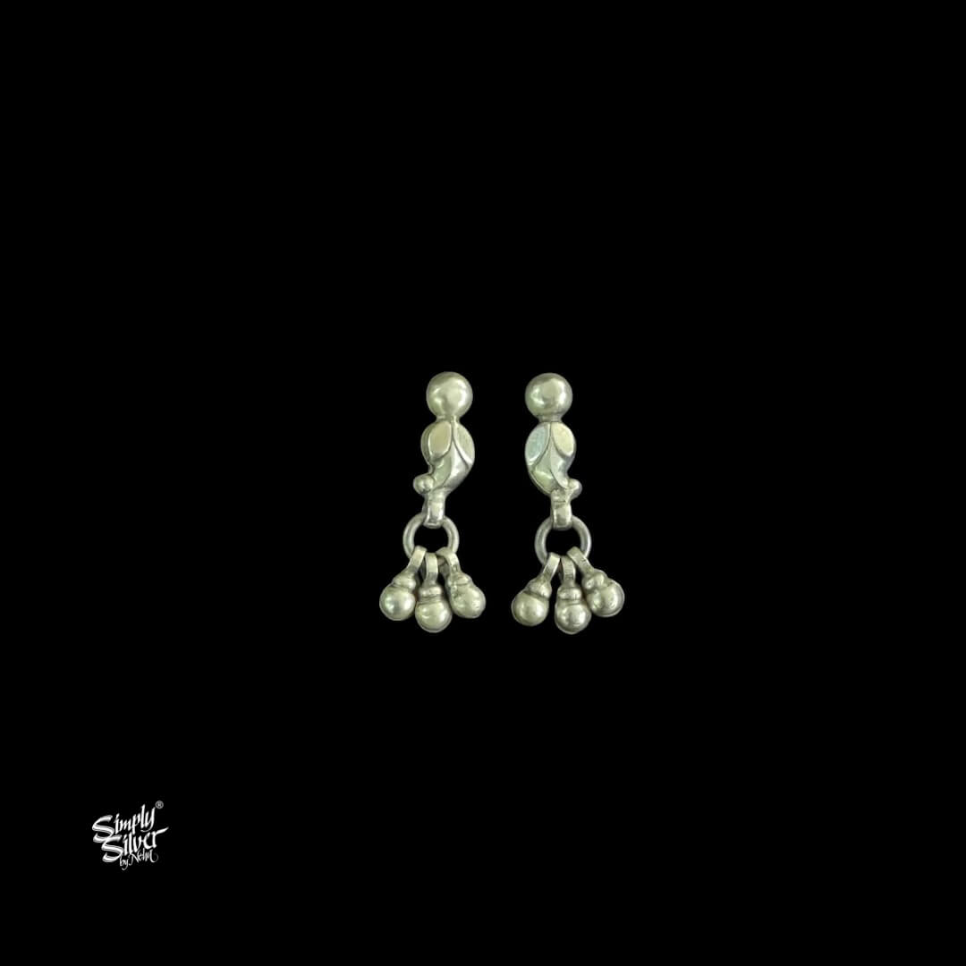 Silver Leaf Ambi with Ghungroos Danglers-1