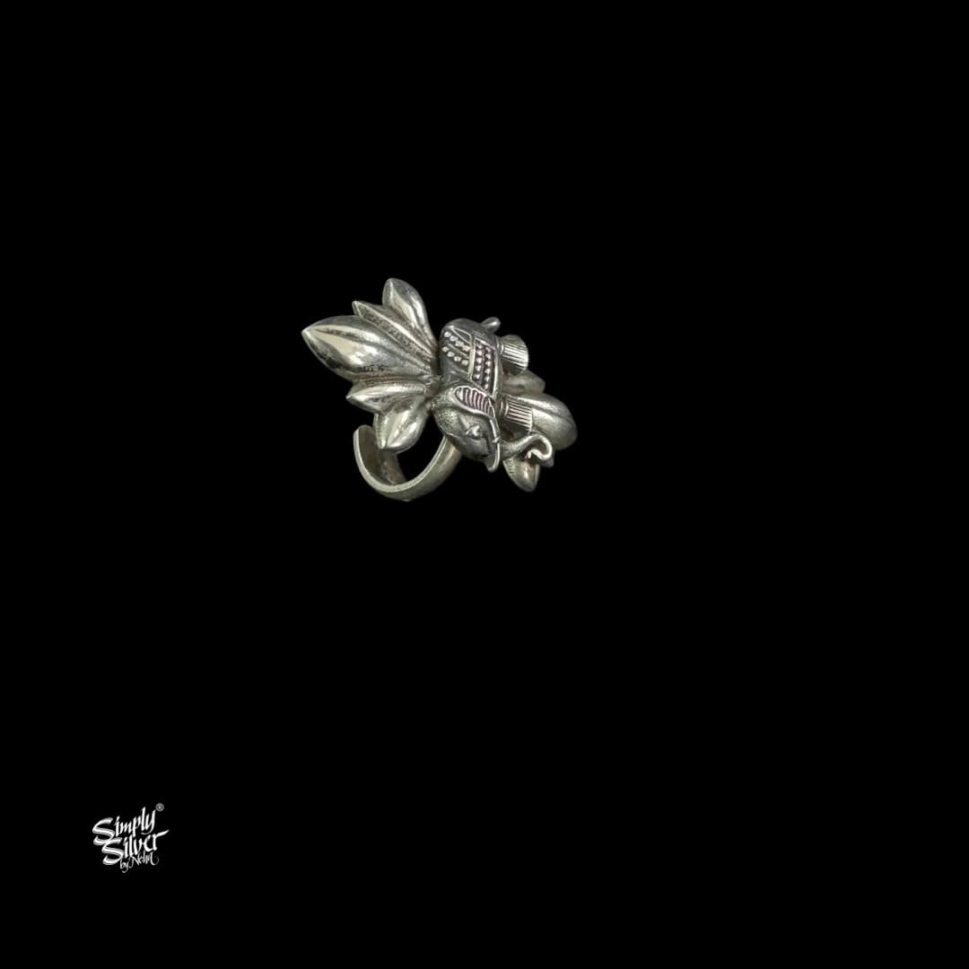 Silver Flower with Elephant Ring-2