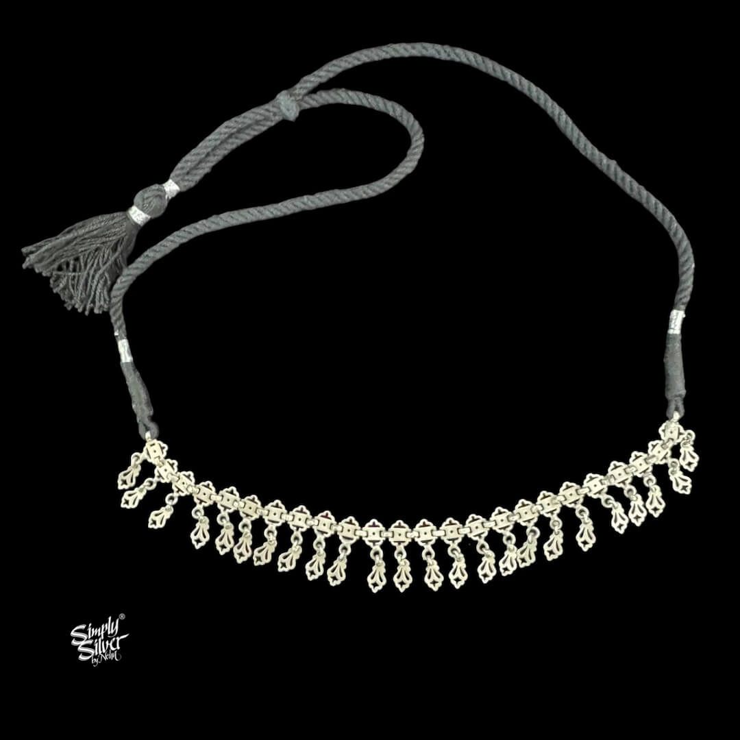 Silver Jaali Flower Choker-1