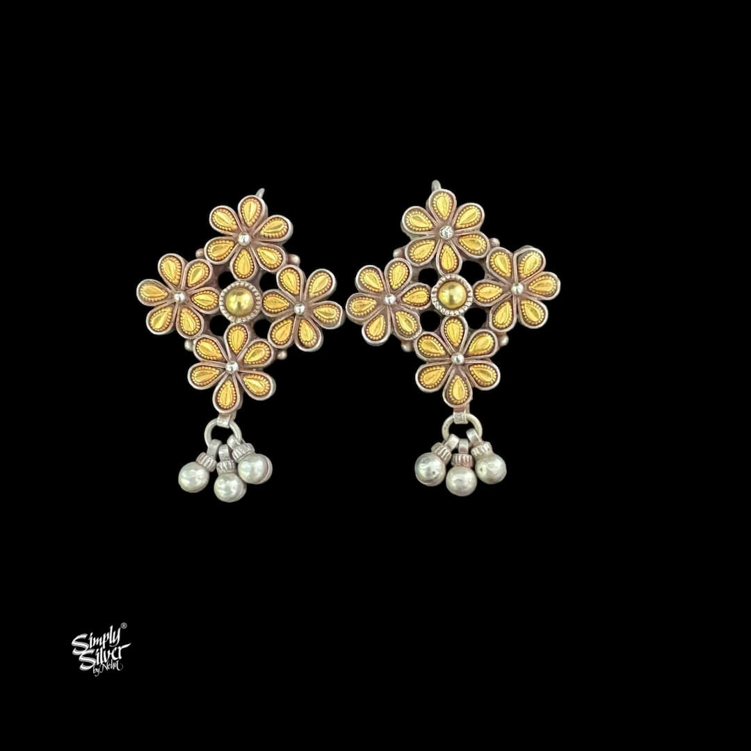 Bandhel Silver Dual Tone Flowers & Ghungroos-1