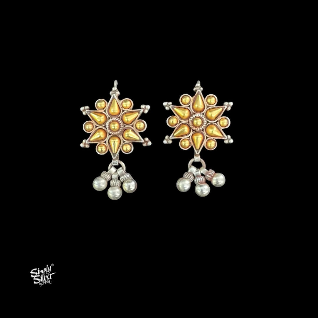 Bandhel Silver Dual Tone Flower & Ghungroos-1