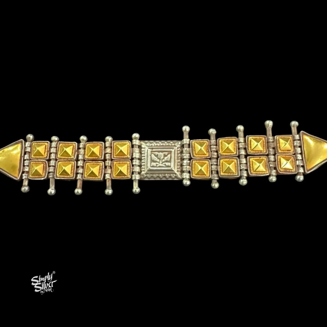 Bandhel Silver Dual Tone Choker-3