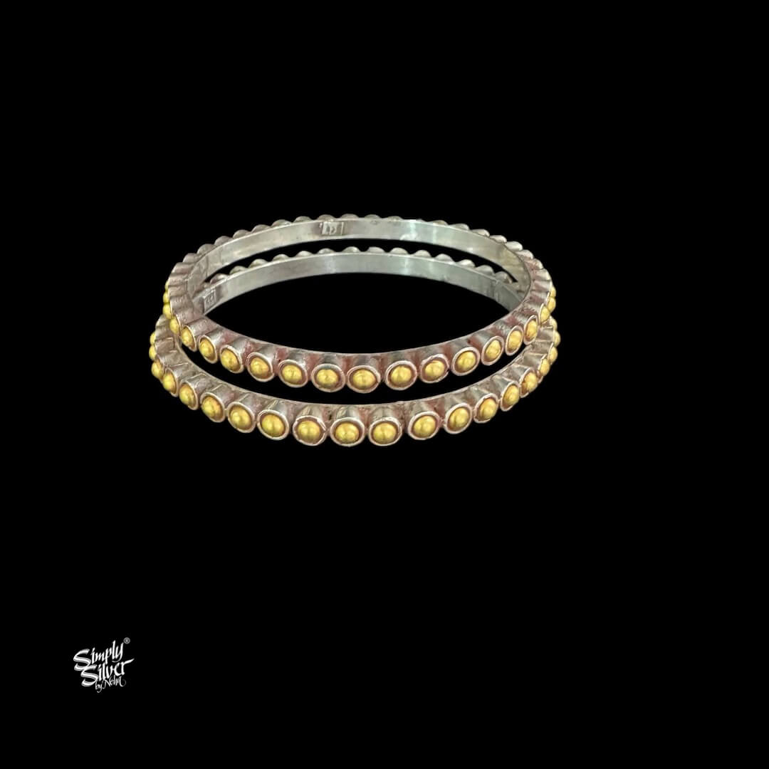 Bandhel Silver Dual Tone Bangles Pair-1