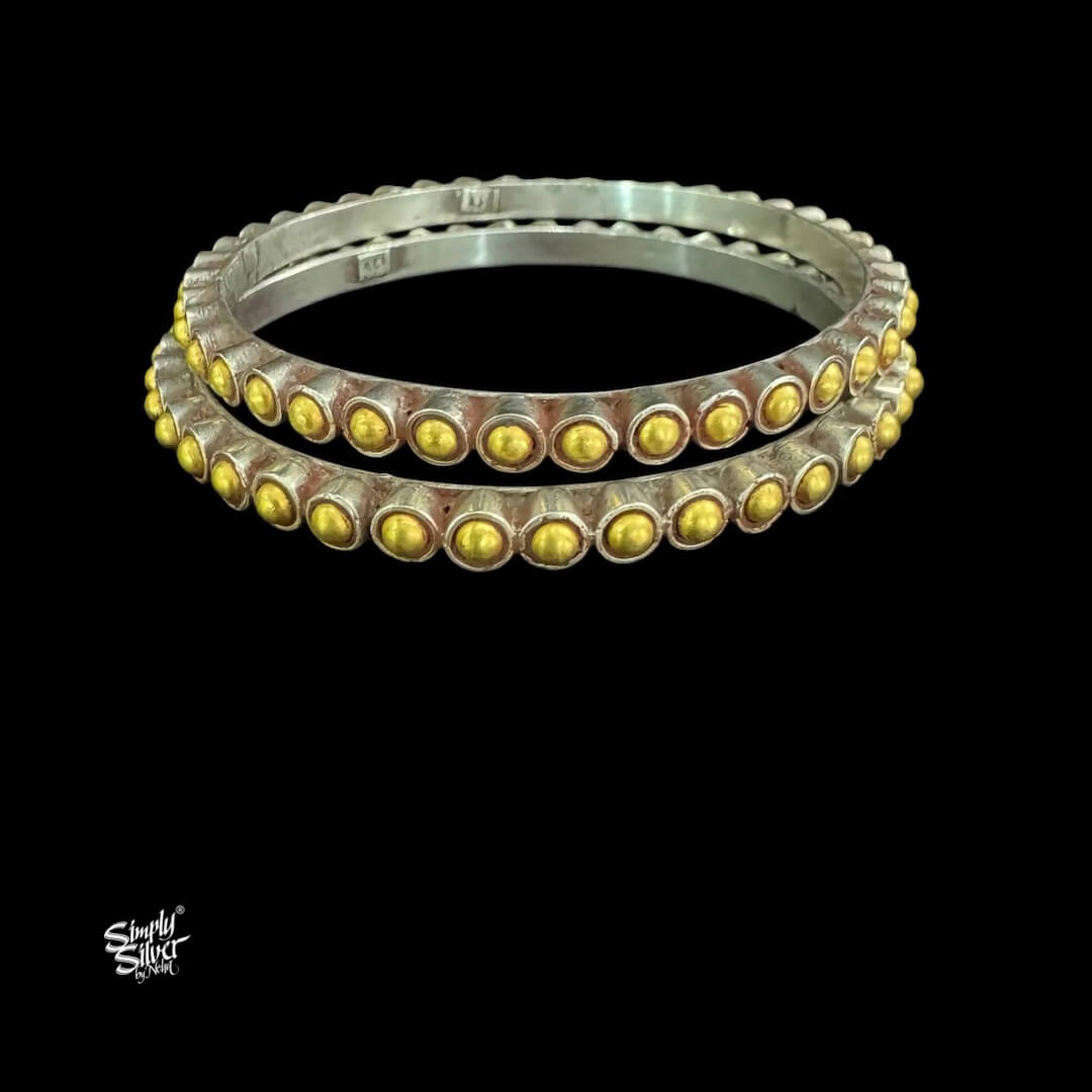 Bandhel Silver Dual Tone Bangles Pair-3