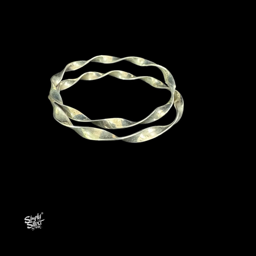 Silver Twisted Bangles Pair-1