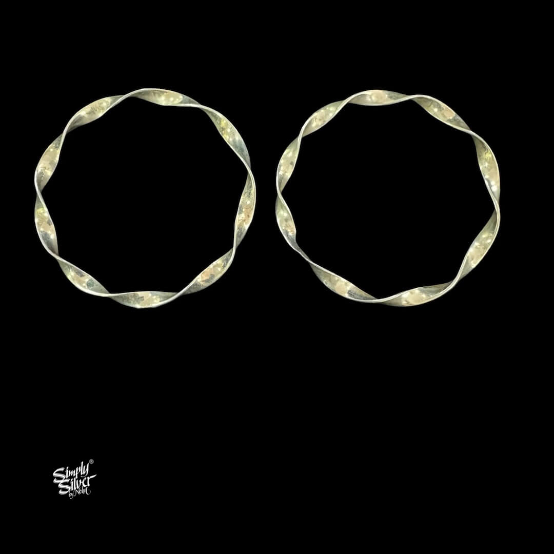 Silver Twisted Bangles Pair-2