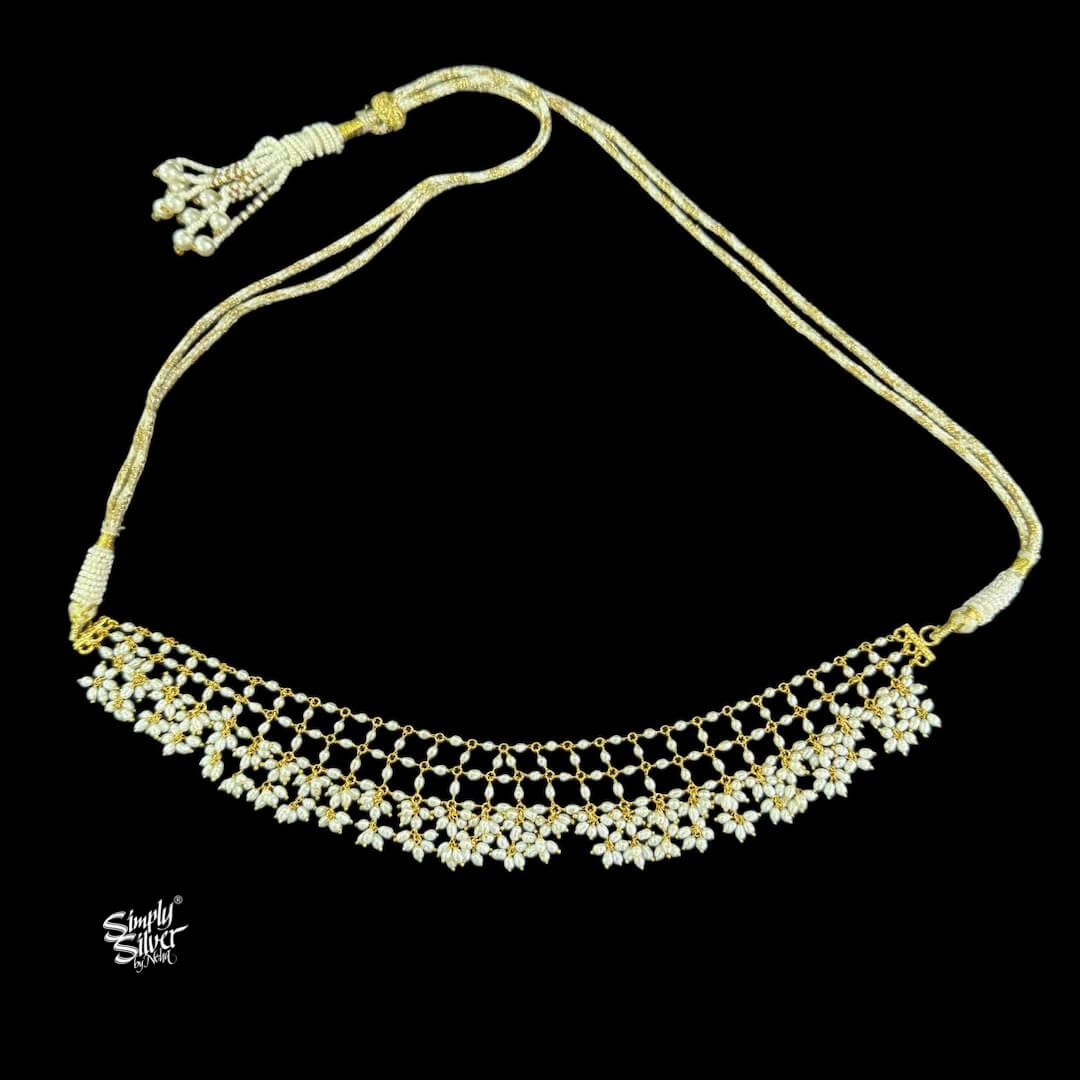Silver Dual Tone Pearl String Necklace-1