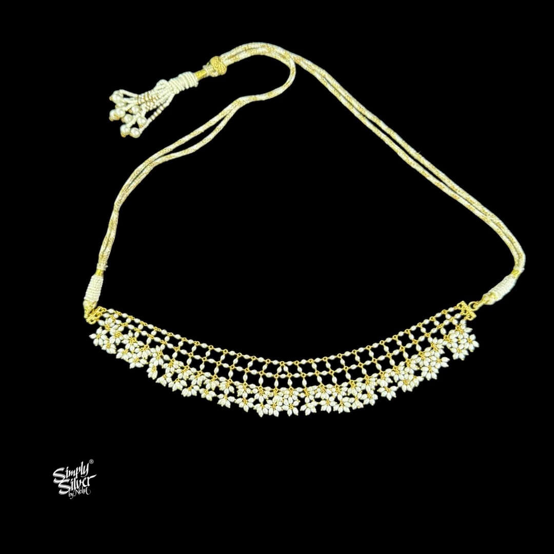 Silver Dual Tone Pearl String Necklace-2