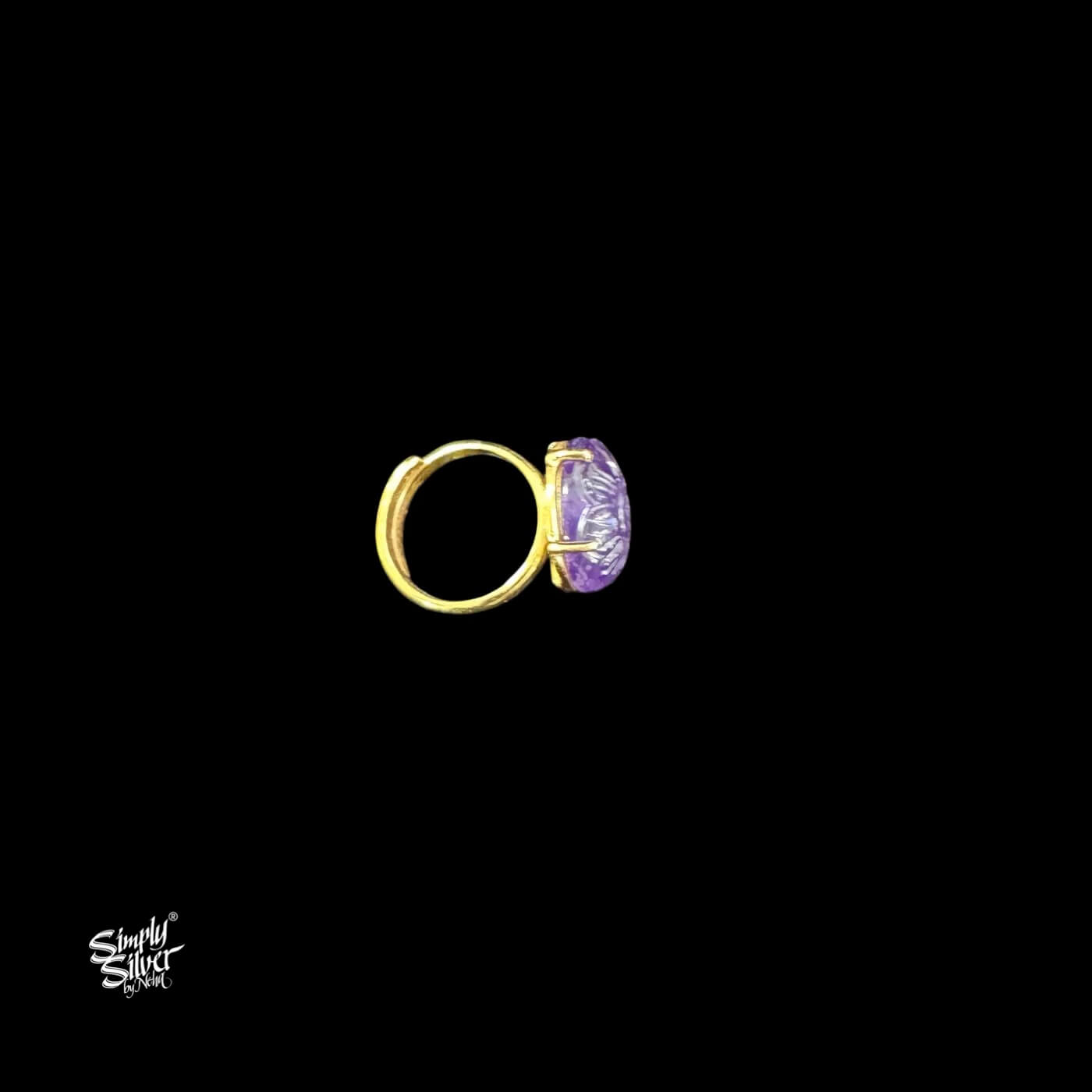 Silver Gold Plated Amethyst Stone Ring -1