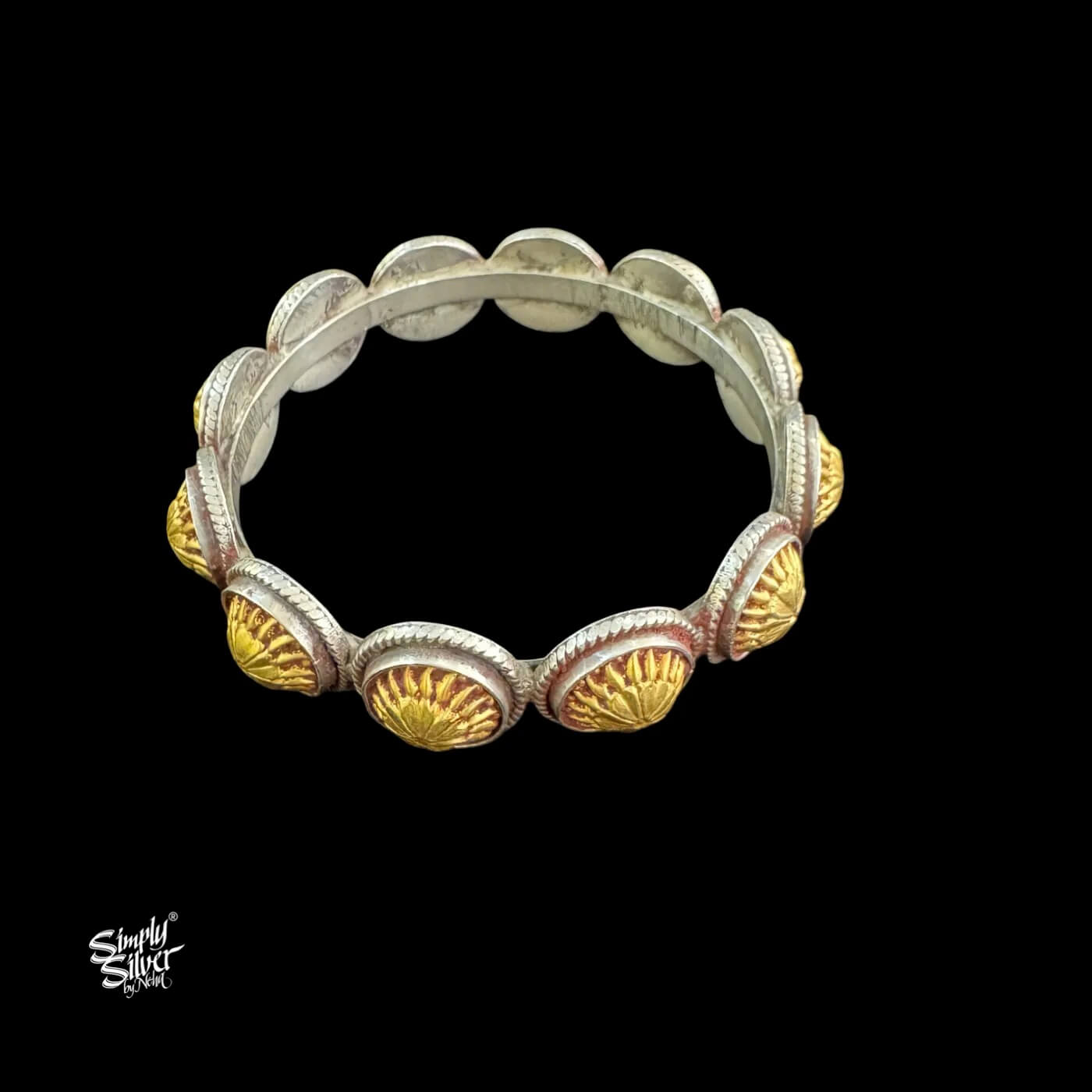 Silver Statement Bandhel Dual Tone Flower Kada-1