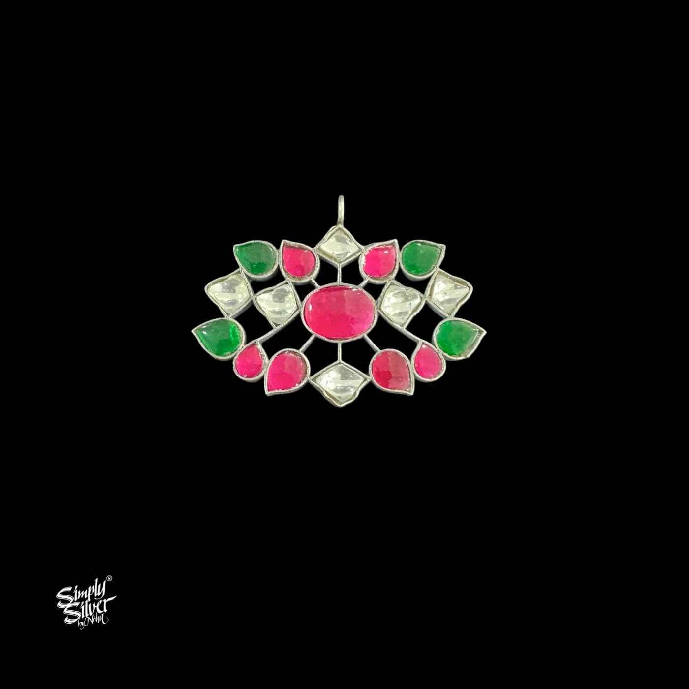 Multi Color Kundan Flower Pendant-1