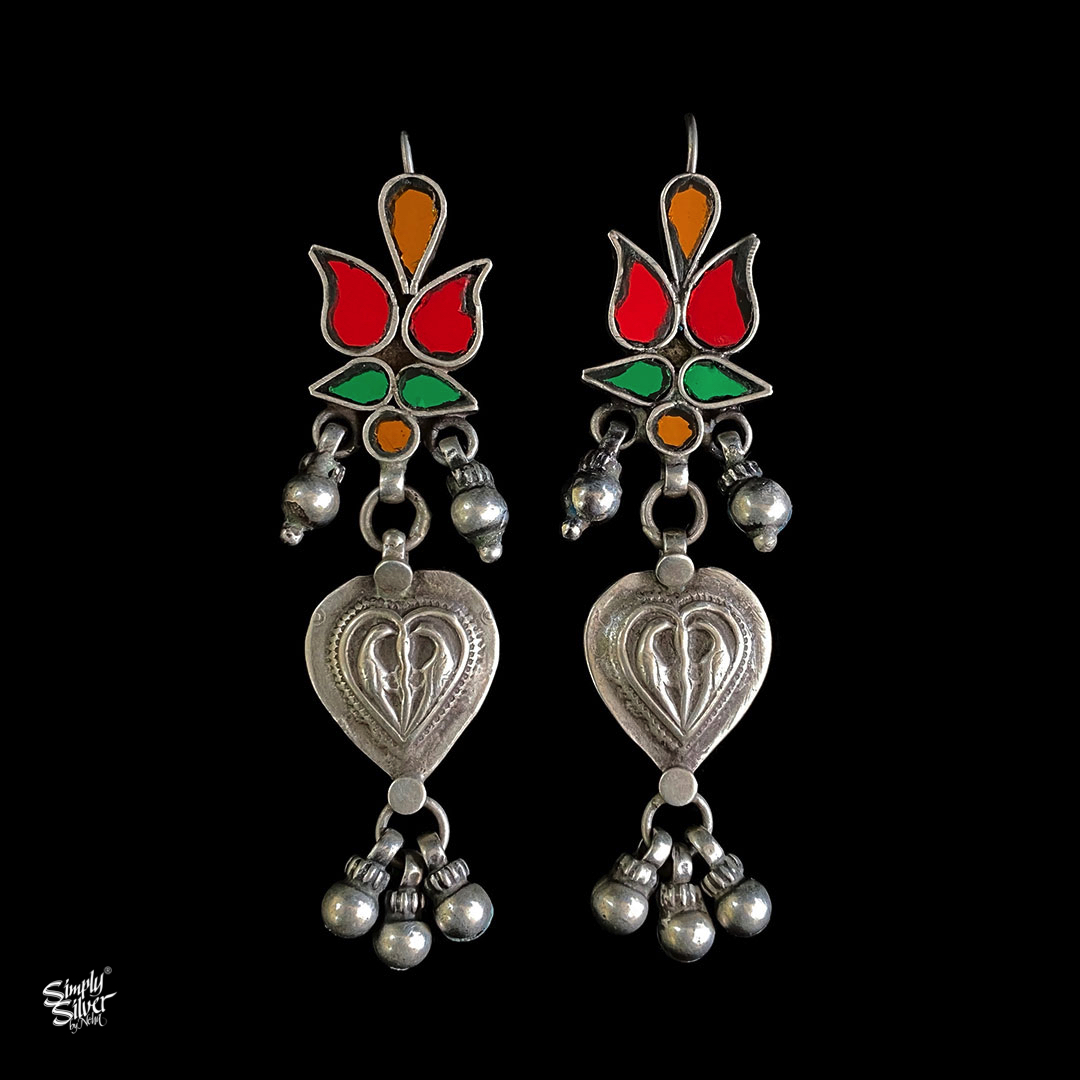 Buy Traditional Rajasthani Cut Glass work with Silver Heart & Ghungroos ...