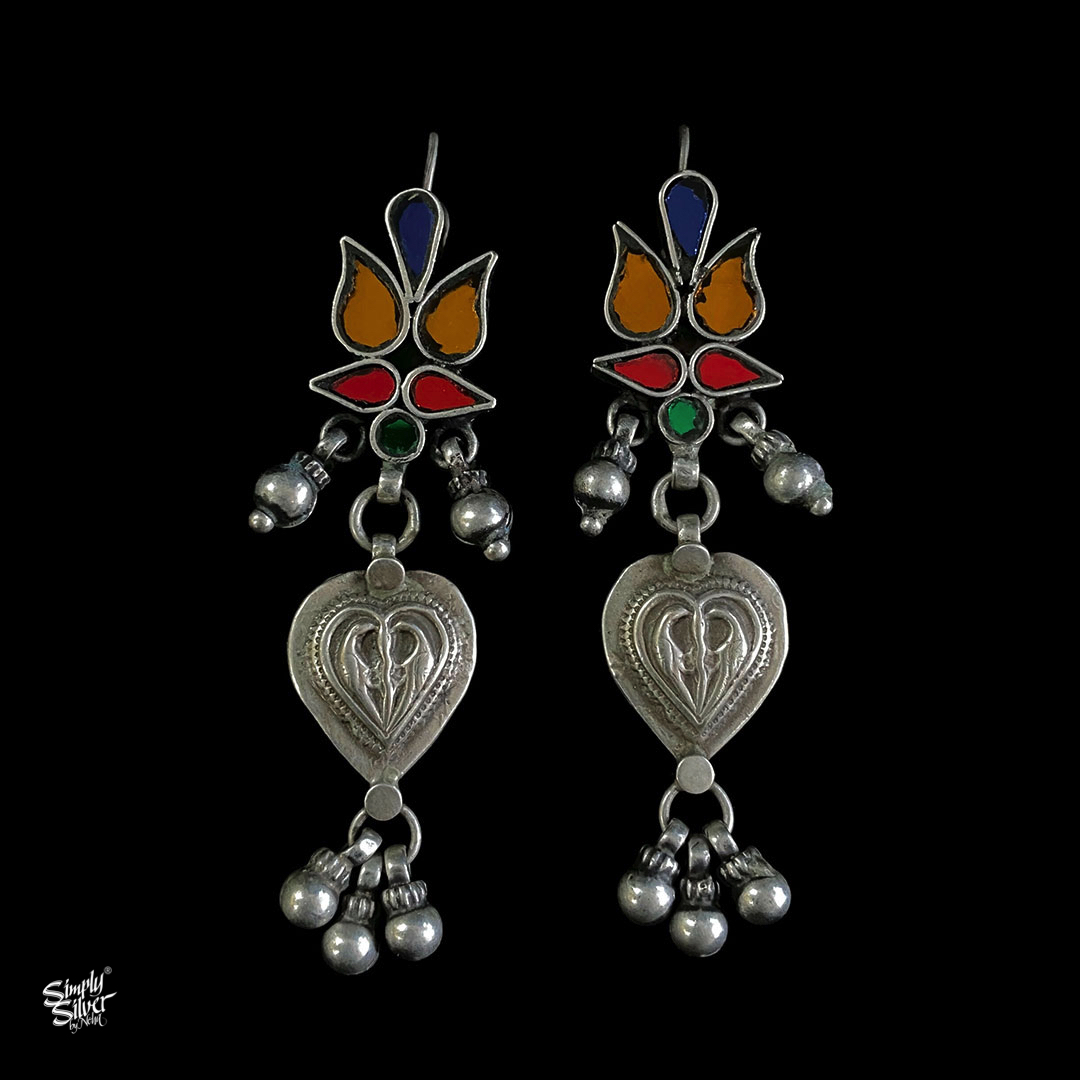 Buy Traditional Rajasthani Cut Glass work with Silver Heart & Ghungroos ...