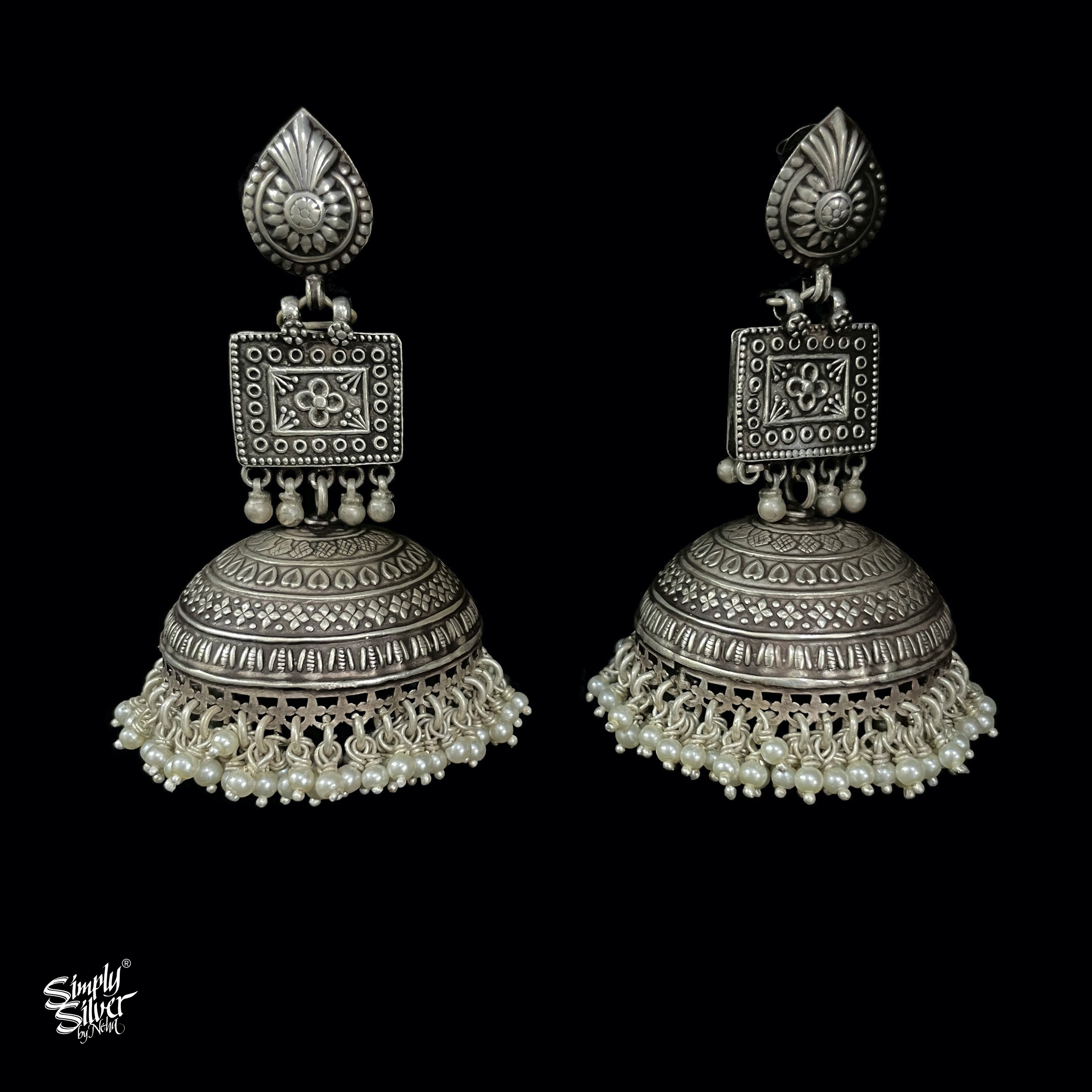 Tokri - Shiny Silver Jhumka | Gulaal Ethnic Indian Designer Jewels | Buy  Earrings Online | Pan India and Global Delivery – Gulaal Jewels